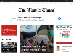 How manilatimes.net looks like on a tablet such as an iPad.