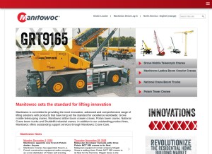 How manitowoccranes.com looks like on a tablet such as an iPad.