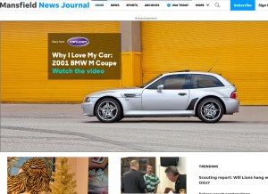 How mansfieldnewsjournal.com looks like on a tablet such as an iPad.