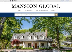 How mansionglobal.com looks like on a tablet such as an iPad.