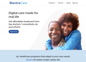 How mantracare.org looks like on a tablet such as an iPad.
