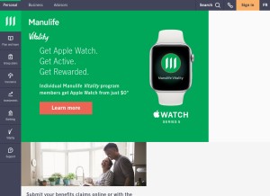How manulife.ca looks like on a tablet such as an iPad.