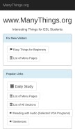 How manythings.org looks like on a mobile device such as an iPhone.