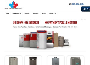 How maplehomeservices.com looks like on a tablet such as an iPad.