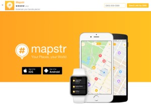 How mapstr.com looks like on a tablet such as an iPad.