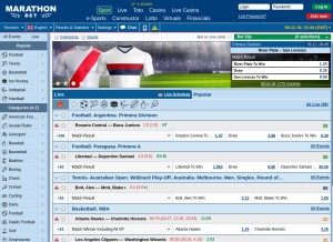How marathonbet.com looks like on a tablet such as an iPad.