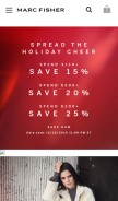 How marcfisherfootwear.com looks like on a mobile device such as an iPhone.