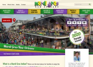 How mardigrasneworleans.com looks like on a tablet such as an iPad.