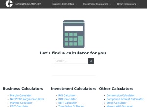 How margincalculator.net looks like on a tablet such as an iPad.