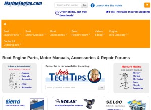 How marineengine.com looks like on a tablet such as an iPad.