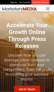 How marketersmedia.com looks like on a mobile device such as an iPhone.