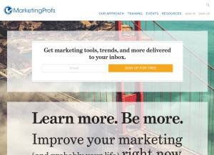 How marketingprofs.com looks like on a tablet such as an iPad.