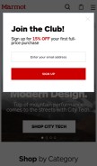 How marmot.com looks like on a mobile device such as an iPhone.