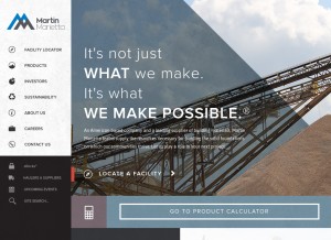 How martinmarietta.com looks like on a tablet such as an iPad.