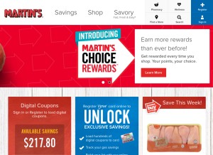 How martinsfoods.com looks like on a tablet such as an iPad.