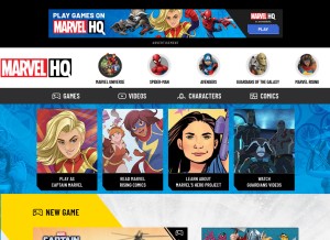 How marvelhq.com looks like on a tablet such as an iPad.