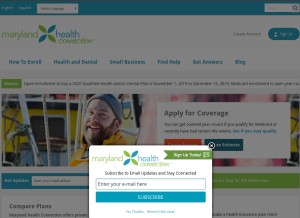 How marylandhealthconnection.gov looks like on a tablet such as an iPad.