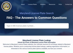 How marylandlicenseplate.com looks like on a tablet such as an iPad.