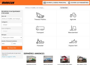 How mascus.fr looks like on a tablet such as an iPad.