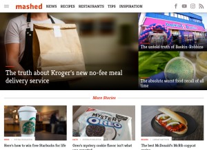 How mashed.com looks like on a tablet such as an iPad.