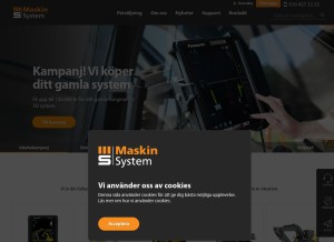 How maskinsystem.com looks like on a tablet such as an iPad.
