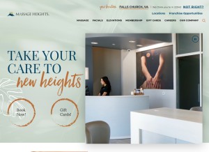 How massageheights.com looks like on a tablet such as an iPad.
