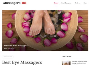 How massagers101.com looks like on a tablet such as an iPad.