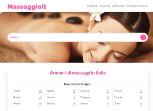 How massaggioit.com looks like on a tablet such as an iPad.