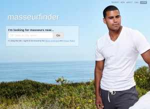 How masseurfinder.com looks like on a tablet such as an iPad.