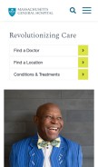 How massgeneral.org looks like on a mobile device such as an iPhone.