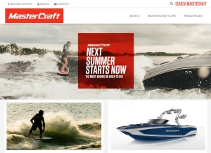 How mastercraft.com looks like on a tablet such as an iPad.