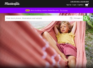 How masterfile.com looks like on a tablet such as an iPad.