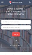 How masterstudies.com looks like on a mobile device such as an iPhone.