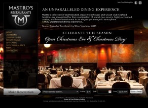 How mastrosrestaurants.com looks like on a tablet such as an iPad.