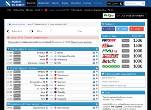 How matchendirect.fr looks like on a tablet such as an iPad.