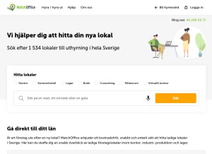How matchoffice.se looks like on a tablet such as an iPad.