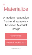 How materializecss.com looks like on a mobile device such as an iPhone.