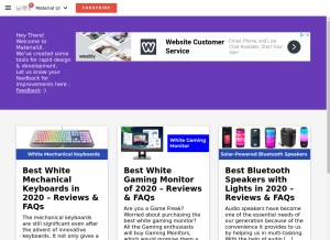 How materialui.co looks like on a tablet such as an iPad.