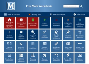 How math-drills.com looks like on a tablet such as an iPad.