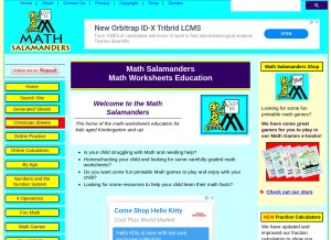 How math-salamanders.com looks like on a tablet such as an iPad.