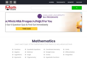 How mathdoubts.com looks like on a tablet such as an iPad.