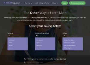 How mathhelp.com looks like on a tablet such as an iPad.