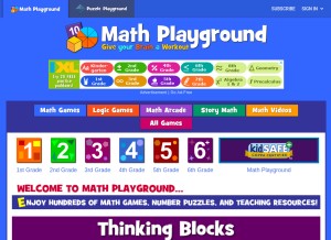 How mathplayground.com looks like on a tablet such as an iPad.