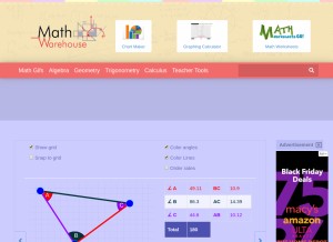 How mathwarehouse.com looks like on a tablet such as an iPad.