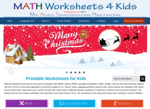 How mathworksheets4kids.com looks like on a tablet such as an iPad.