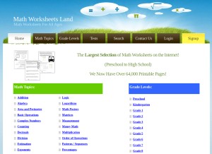 How mathworksheetsland.com looks like on a tablet such as an iPad.