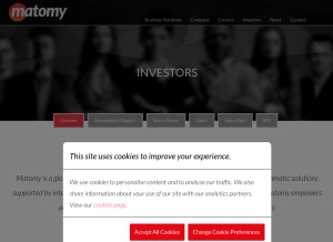 How matomy.com looks like on a tablet such as an iPad.