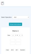 How matrixcalculator.com looks like on a mobile device such as an iPhone.