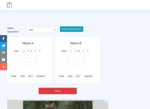 How matrixcalculator.com looks like on a tablet such as an iPad.