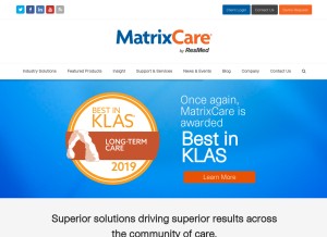 How matrixcare.com looks like on a tablet such as an iPad.